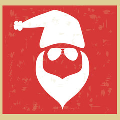 Vector hipster Santa Claus. Silhouette with cool beard and glasses.