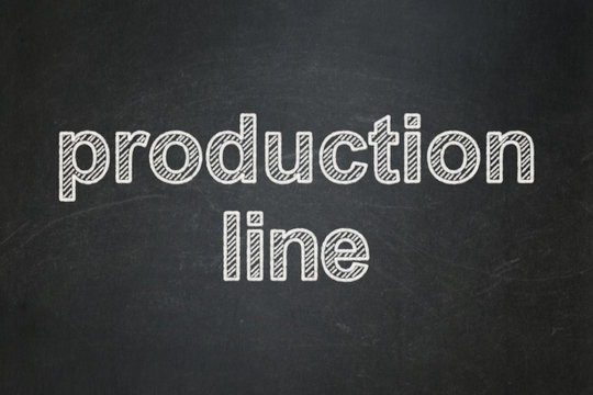Manufacuring concept: Production Line on chalkboard background