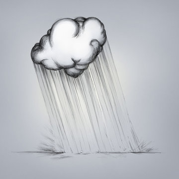 Regenwolke regnet schr&auml;g auf den Boden