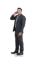 Businessman talking on a mobile phone 