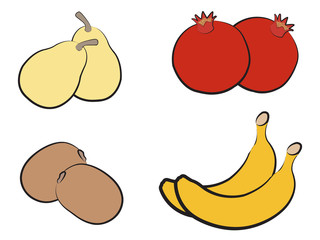 Hand drawn fruits on white background