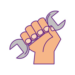 hand human with wrench tool vector illustration design