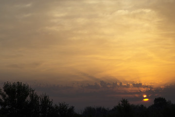 Beautiful sky with amazing clouds at sunrise.