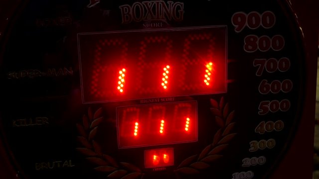 Boxing arcade machines. Game attraction the boxer. Attraction boxing punch