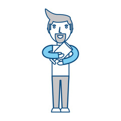 Man with trophy cup cartoon