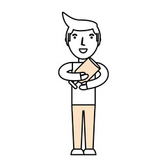 Man with trophy cup cartoon