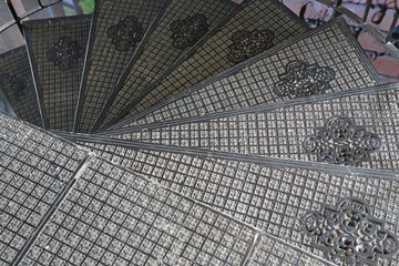 Metal spiral staircase.