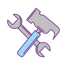 hammer and wrench tools vector illustration design