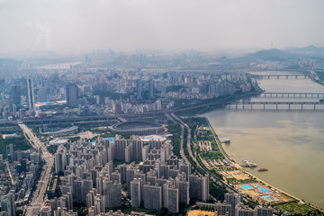 Naklejka premium City and river