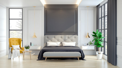 Interior Luxury and Cozy Bedroom with Modern Decor,3d render