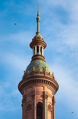 Fototapeta na wymiar Tower at Plaza de España, Seville, Spain