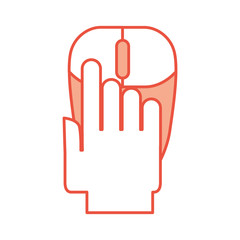 hand human with computer mouse vector illustration design