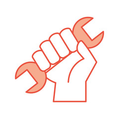 hand human with wrench tool vector illustration design