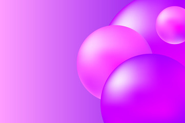 Abstract pink and violet background with realistic spheres. Trendy pink abstract vector illustration.