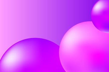 Abstract pink and violet background with realistic spheres. Trendy pink abstract vector illustration