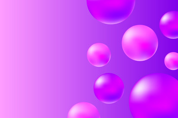 Abstract pink and violet background with realistic spheres. Trendy pink abstract vector illustration.