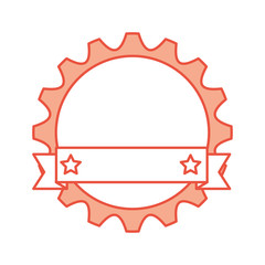 gears machine with ribbon vector illustration design