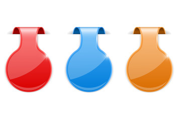Red, blue and orange blank price labels