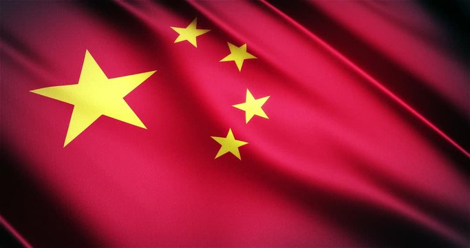 China realistic national flag seamless looping waving animation