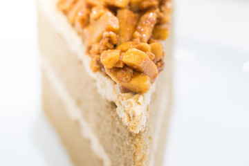 shallow depth of field Almond coffee cake