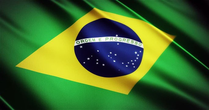 Brazil realistic national flag seamless looping waving animation