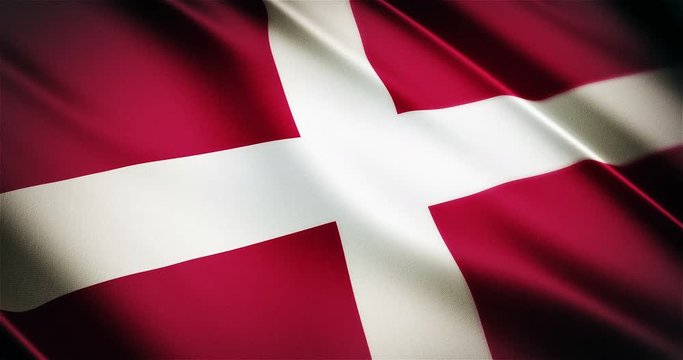 Denmark realistic national flag seamless looping waving animation