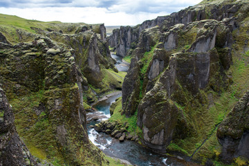 The great Fjadrargljufur canyon in Iceland