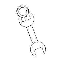 wrench tool with nut vector illustration design