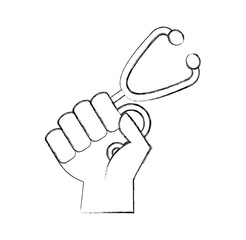 hand human with medical stethoscope vector illustration design