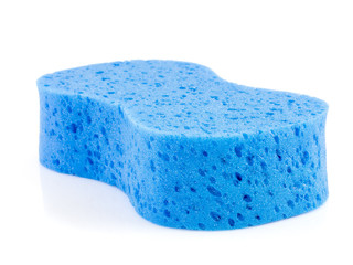 Blue sponge on white