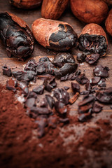 Cacao nibs with cacao beans