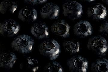 Fresh ripe blueberries pattern dark photo macro