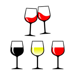  Wineglass vector icons on white background