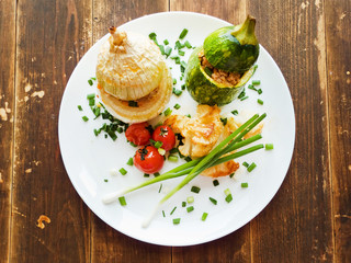Stufed onion and zucchini
