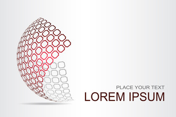 Logo stylized spherical surface with abstract shapes