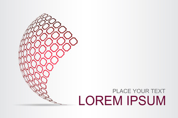 Logo stylized spherical surface with abstract shapes