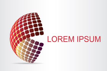 Logo stylized spherical surface with abstract shapes