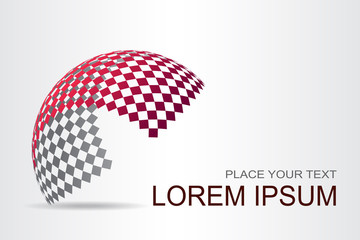 Logo stylized spherical surface with abstract shapes