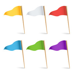 Colorful Cocktail Flags Vector. Set Multi Colored Pins Illustration.