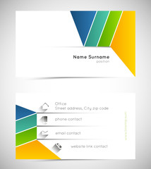 business card template with colorful lines and icons