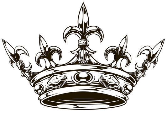 Graphic black and white king crown vector