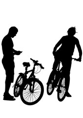 Sport people whit bike on white background