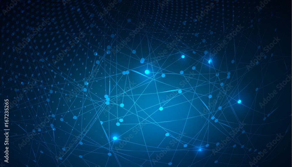 Poster abstract global technology background with connecting dots