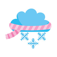 Beautiful fantasy cloud with snowflakes vector illustration design