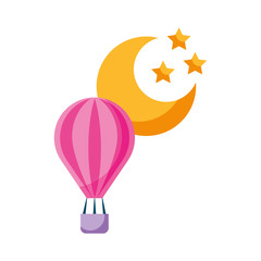 balloon air hot with moon vector illustration design