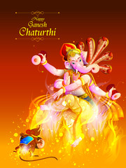 Obraz na płótnie Canvas Lord Ganpati on Ganesh Chaturthi background