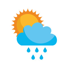 Beautiful fantasy cloud with sun and rain drops vector illustration design