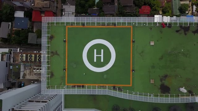 4K Helicopter taking off from helipad