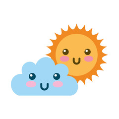 Beautiful fantasy cloud with sun kawaii character vector illustration design