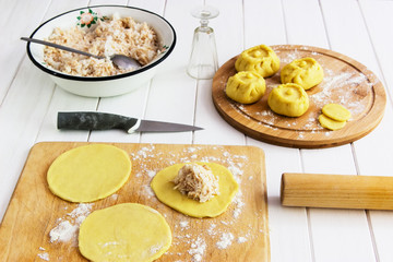 Sculpt russian pies kurniki concept. © Olga